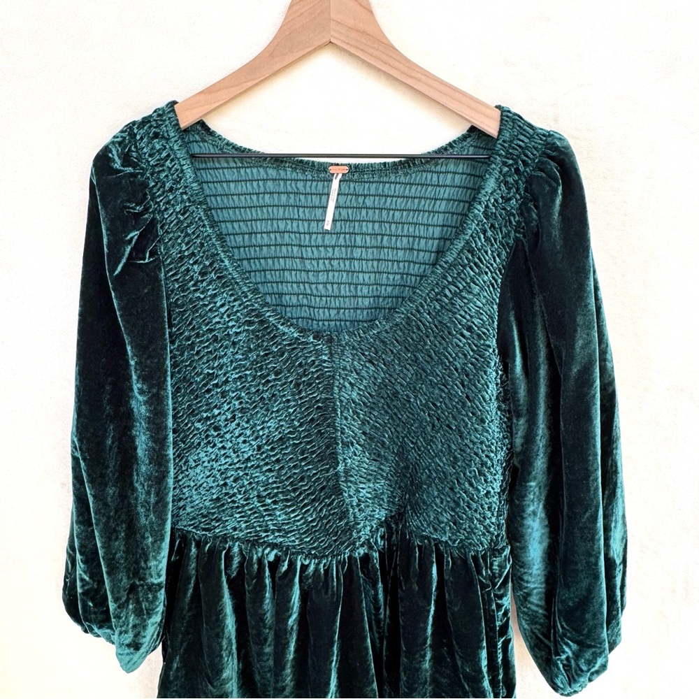 NWOT Free People Farrier Velvet Mini Dress in Pine Green - Picture 9 of 12